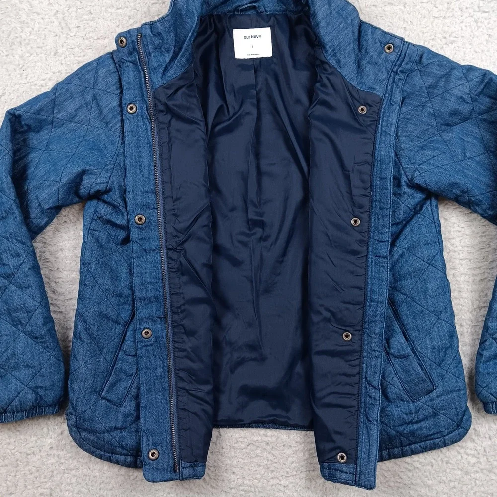 Old Navy Jacket Quilted Denim Women S Blue Diamond Padded 645669-00
